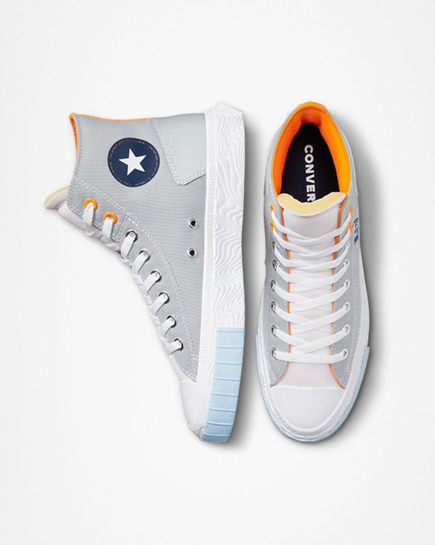 Tenis Converse Chuck Taylor Alt Star Reflective Shine Cano Alto Masculino Cinzentas Branco Laranja | PT U0097TP